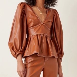 STAUD LUNA FAUX LEATHER TOP, size 2